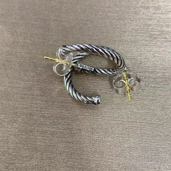 Classic Sculpted Cable Hoop Earrings in Sterling Silver - Picture 3 of 5